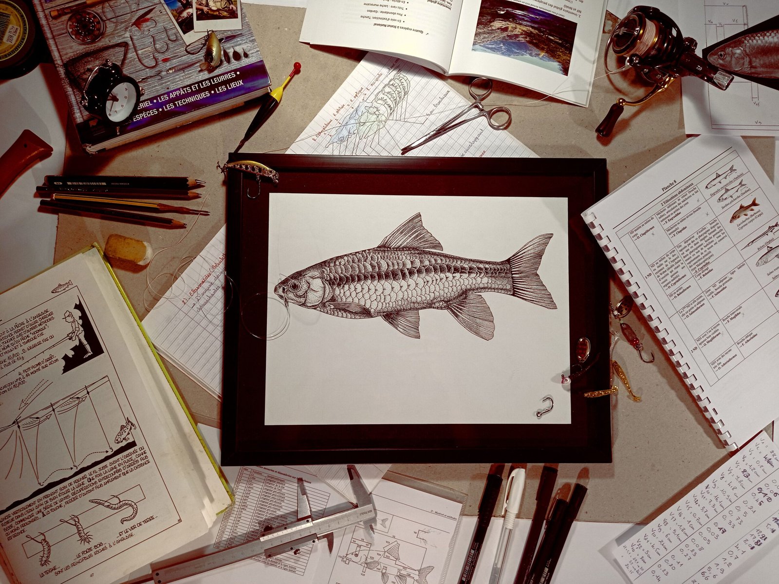Carassobarbus freshwater fish illustration